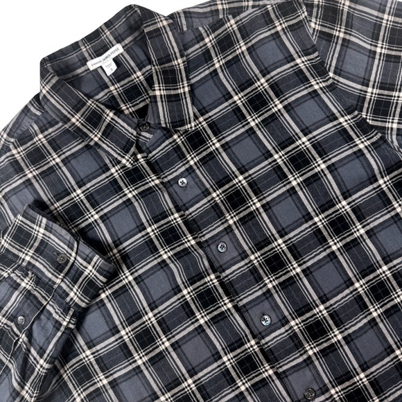 James Perse Other - James Perse Plaid Button Up Shirt Mens 3 Large Grey Black Long Sleeve Cotton